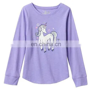 Jumping Beans Kids Clothing, Girls 4- 8 Long Sleeve Slubbed Shirttail Graphic Kids Cartoon T- Shirt thumbnail-4