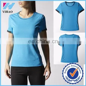 Dong Guan Yihao Sportswear Ladies Net Fabric Short Sleeve 2015 Fitness Sportwear t Shirt thumbnail-1