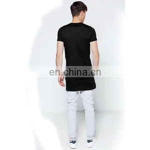 2016 New Plain Slim Fit Longline T Shirt With Stepped Hem Long Lin t Shirt Men thumbnail-2