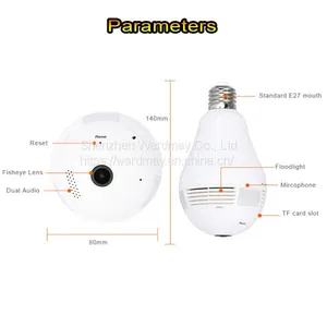 Wdm Security 360 Panoramic Camera 3.0MP Resolution Smart Home WiFi Lighting Bulb IP Camera thumbnail-3