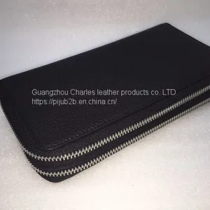 Custom Lychee Layer Suede Leather Long Wallet Men and Europe Multi-function Double Zipper Clutch Bag Clutch Bag Female thumbnail-4