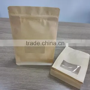 Flat Bottom Kraft Paper Bag With Clear Window for Food Packaging thumbnail-2