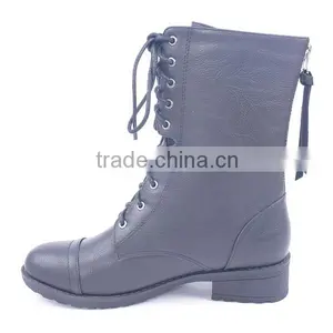 Fashion Popular Motorcycle Police Lace up Back Zipper High Ankle Long Boots From China Factory thumbnail-4