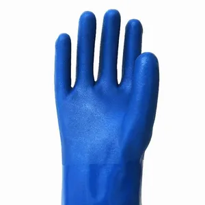 Chemical Resistant Long Cuff Anti Slip Sandy PVC Coated Gloves thumbnail-3