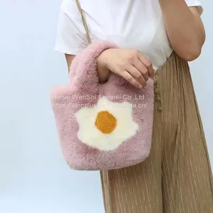 008 2023 New Plush Bag Girls Shoulder Bag School Backpack Ladies Crossbody Bag Faux Fur Square Bag thumbnail-5