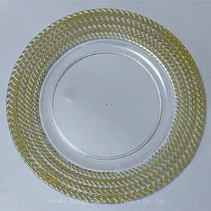 Gold Rimmed Transparent Clear Plastic Charger Plate For Wedding thumbnail-5