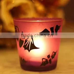 Tabletop Crackle Glass Votive Candle Holder Bat Image Candlestick Holders thumbnail-1