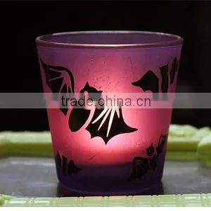 Tabletop Crackle Glass Votive Candle Holder Bat Image Candlestick Holders thumbnail-3