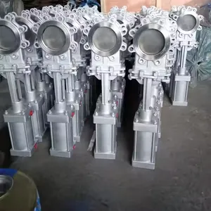 DIN ANSI Stainless Steel Knife Gate Valve PN16 DN100 Slurry Manual Electric Pneumatic thumbnail-2