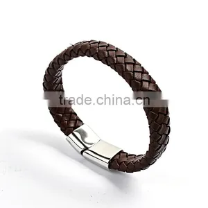 Stainless Steel Jewelry Bangles Bracelets Genuine Leather Skull Bracelet Mens Bracelets thumbnail-2