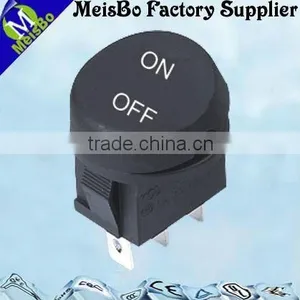 Round Full Black CE 3 Pin Rocker Switch in Micro Type thumbnail-1