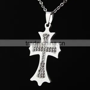 Diamond Cross Necklace Pendants, High-grade Stainless Steel Diamond Necklaces thumbnail-1
