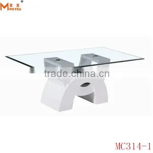 Modern Wood Base Glass Top Table Coffee thumbnail-2