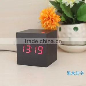 Modern Wooden Led Clock Square Style Desktop Clock Led Digital Single Face Alarm Clock Voice Activated Watch Despertador thumbnail-1