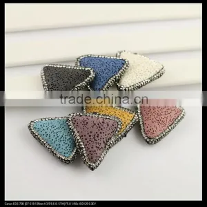 LFD-0098B Wholesale Mixed Color Natural Volcanic Stone Pave Rhinestone Crystal Triangle Connector Beads Jewelry Making thumbnail-2