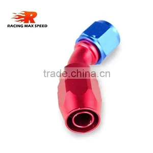 Aluminum Oil Cooler Fitting 45 Degree Resuable Fuel Line Hose End Fitting Adaptor Blue and Red 40-045-08 thumbnail-6