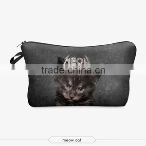 Meow Cat Cosmetic Bag 3d Print Cosmetic Bag High Quality Wholesale Travel Makeup Cases With Zippers Pouch Purses Wallets thumbnail-1