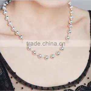 Different Size Sterling Beads 925 Sterling Silver Neckalce in Stock thumbnail-3