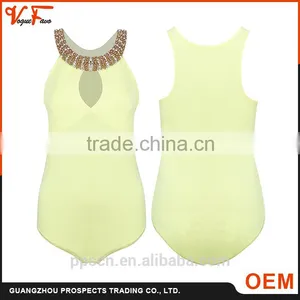 OEM Hot Selling Wholesale Beaded Yellow Color One Piece Playsuit Jumpsuit for Women 2016 Quality Choice thumbnail-1