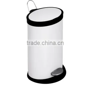 White Oval Trash Can Metal Waste Bin thumbnail-2