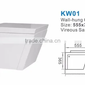 Eruopean Square Wall Mounted Toilet Washdown WC Wall Hung Toilet Bowl thumbnail-2