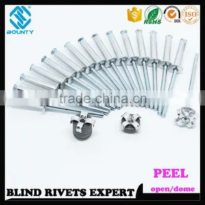 HIGH QUALITY OPEN END MANUFACTURER ALUMINUM BLIND PEEL TYPE RIVETS thumbnail-1