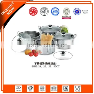 Faddish Steel Straight Body Stock Pot Small 4pcs With Glass Cover thumbnail-1