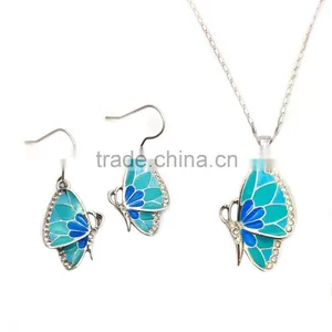18K White Gold Plated Enamel Enthusiastic Coloring Butterfly Jewelry Sets thumbnail-1