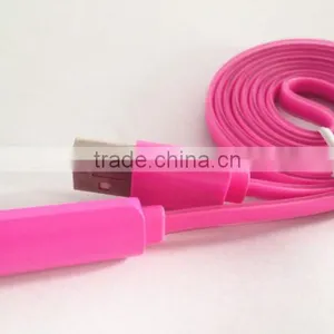 Flat Noodle Design Candy-colored Micro USB Cable With Led Light for Android Smart Phone thumbnail-6