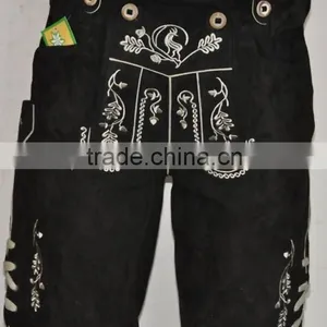 Trachten Lederhosen Short Schwarz With Embroidery thumbnail-1