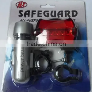 Waterproof 5 LED Lamp Bike Bicycle Front Head Light + Rear Safety Flashlight thumbnail-1