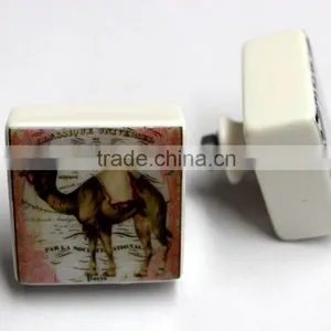 Designer Printed Ceramic Drawer Pull Knobs With Metal Fittings thumbnail-1