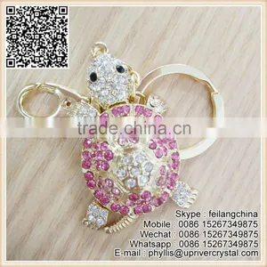 Factory Cheap Price White Pink Diamond Big Tortoise Keychain For Gifts thumbnail-1