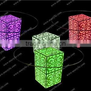 Shanghai Well Designed Beautiful Illuminated Acrylic LED Ottoman Table for Weddings thumbnail-1