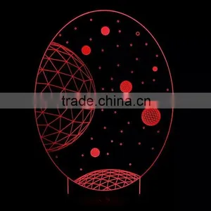 3D Optical Illusion Moon Scene Night Lamp Night Light 10 Colorful LEDs Ultra-thin Acrylic Light Panel AA Battery or DC 5V thumbnail-6