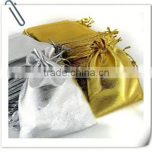 Metallic Gold and Silver Drawstring Jewelry Pouches thumbnail-2