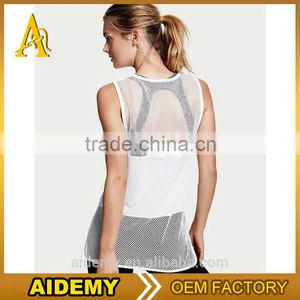 Wholesale Fitness Activewear Women's Mesh Tank Top Sexy t Shirt thumbnail-5