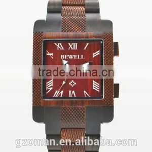 Eco-friendly Natural Rosewood Man Retangle Quartz Wood Watch thumbnail-1