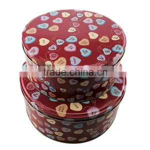 Wholesale Cute Round Cookie Tin Box Set of 2 thumbnail-1