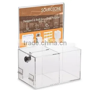 Source One Deluxe Donation Box - Collection Box - Tip Container - With Two Compartments for Give & Take- Treat or Prize Compartm thumbnail-2
