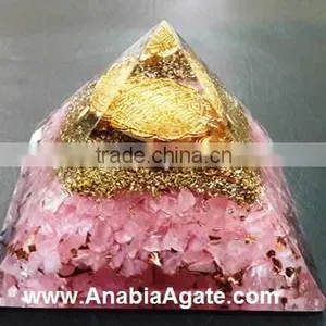 Rose Quartz Orgone Pyramid | Metal Tortoise Orgone Pyramid With Roze Quartz Chips thumbnail-6