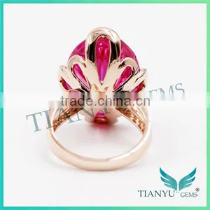 Fashion Ruby Gemstone18K Gold Wedding Rings Foreverone 9 Hearts & Flower VVS1 E-F Round Cut Moissanite Diamond Rings thumbnail-6
