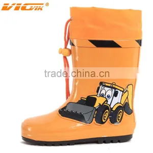 Children Cheap Rain Boots Forklifts Pattern Rubber Rain Shoes for Boy thumbnail-1