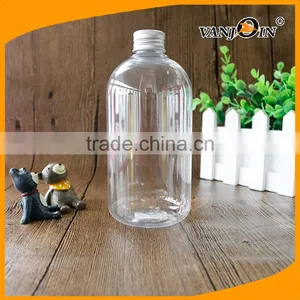 400ml Empty PET Plastic Clear Boston Bottles With Aluminum Cap thumbnail-2