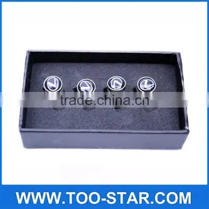 Silver Chrome Car Wheel Tyre Tire Air Valve Caps Stem Cover With Logo Emblem thumbnail-3