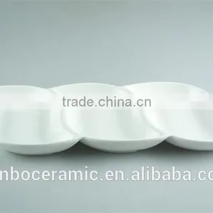 Fashion 3 Divided Leaf Shaped White Ceramic Porcelain Dishes For Restaurant Prices thumbnail-2