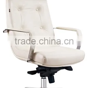 Elegnt Big Boss Manager White Leather Executive Computer Swivel Chair thumbnail-1