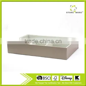 High Quality 4 Compartment Faux Leather Jewelry Storage Box With Flocking Inside thumbnail-1
