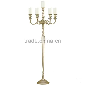 5 Lights Golden Tall Floor Candelabra thumbnail-1