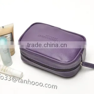 Hot Sell Fashion Ladies Beautyful Genuine Leather Make up Bag With Zipper thumbnail-1
